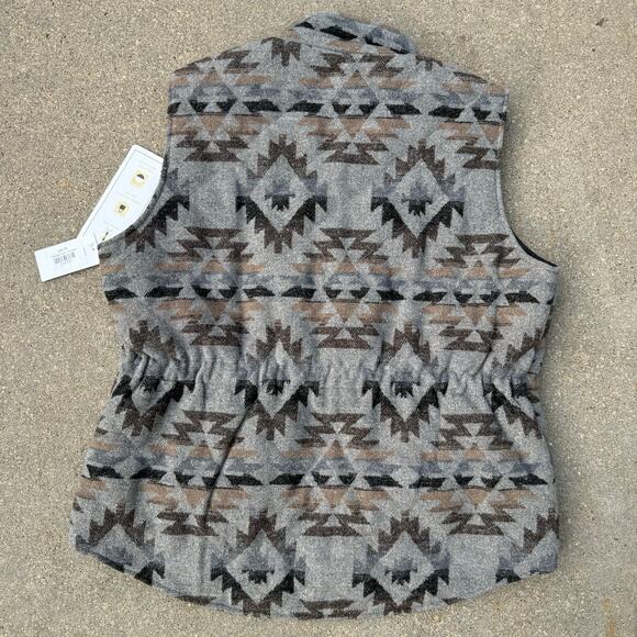 Outback Trading Rosalie Vest XL gray brown tan southwestern cinched waist NWT - Picture 4 of 7